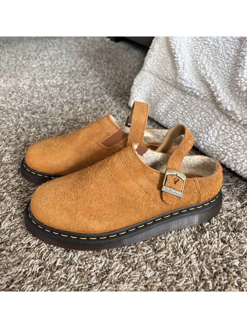 Dr. Martens Isham Faux Shearling Lined Suede Slingback Mules Men's Size 10 NEW